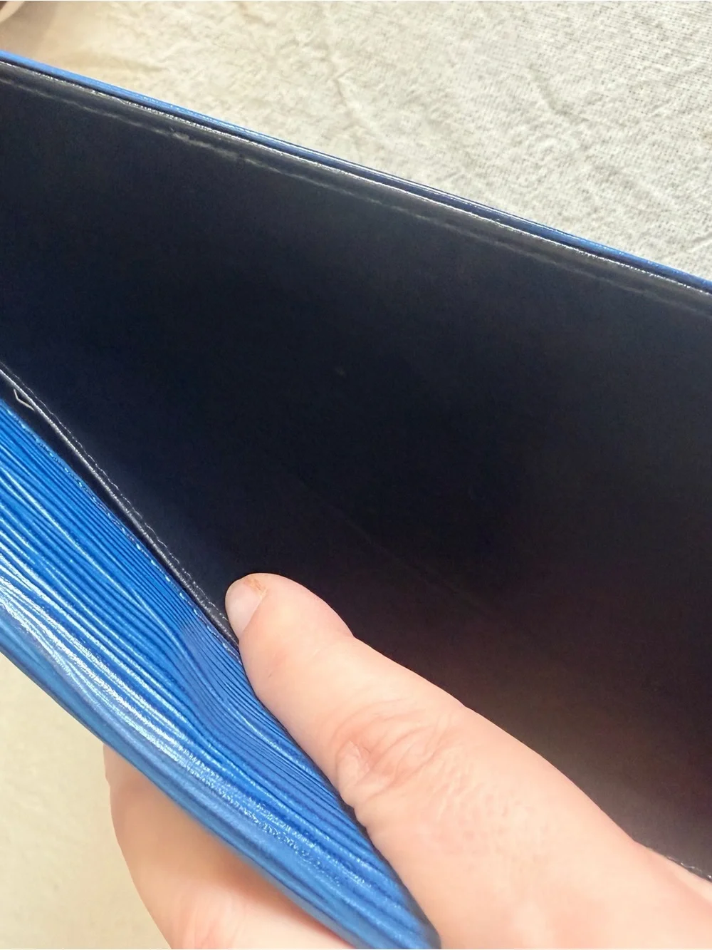 Louis Vuitton Navy Epi Leather Clutch with Gold D-Ring